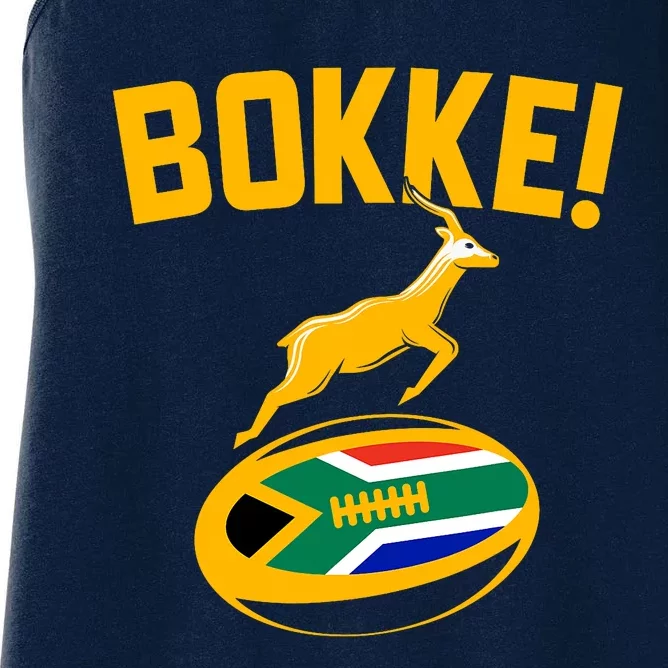 Bokke! Springbok Rugby South African Flag Women's Racerback Tank