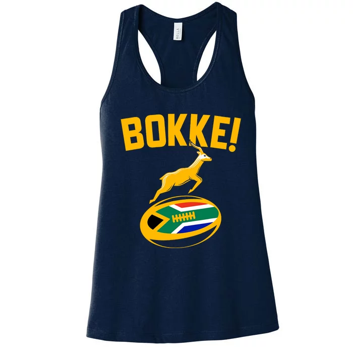 Bokke! Springbok Rugby South African Flag Women's Racerback Tank