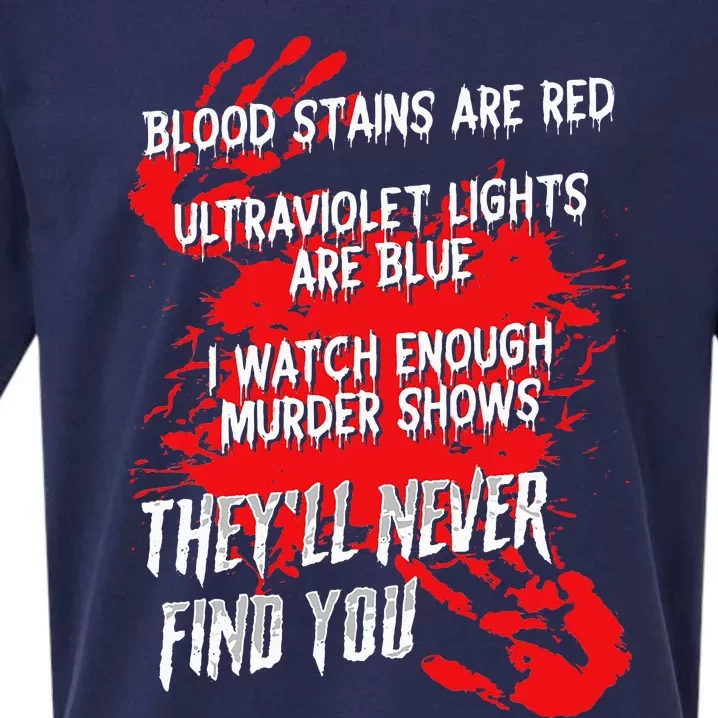 Blood Stains Red Ultraviolet Lights Blue They Never Find You Sueded Cloud Jersey T-Shirt