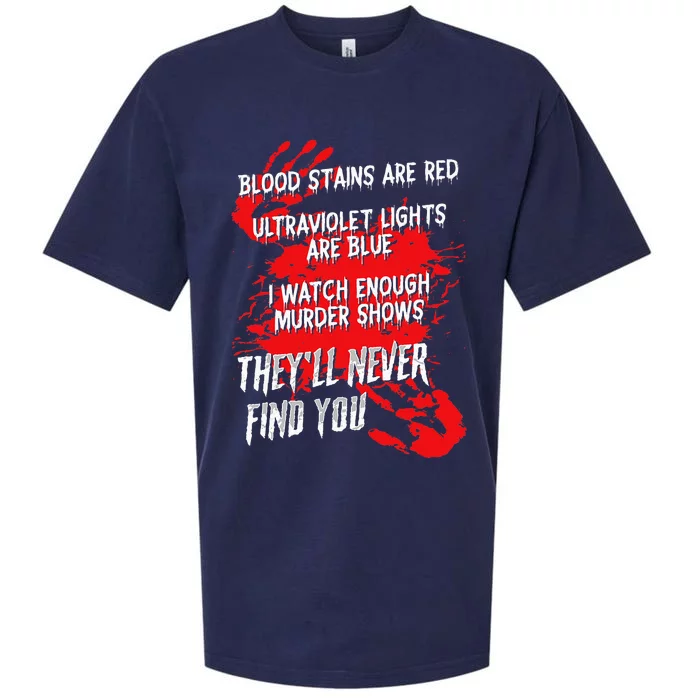 Blood Stains Red Ultraviolet Lights Blue They Never Find You Sueded Cloud Jersey T-Shirt