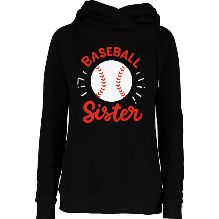 Baseball Sister Retro Big Sister Baseball For  Softball Womens Funnel Neck Pullover Hood