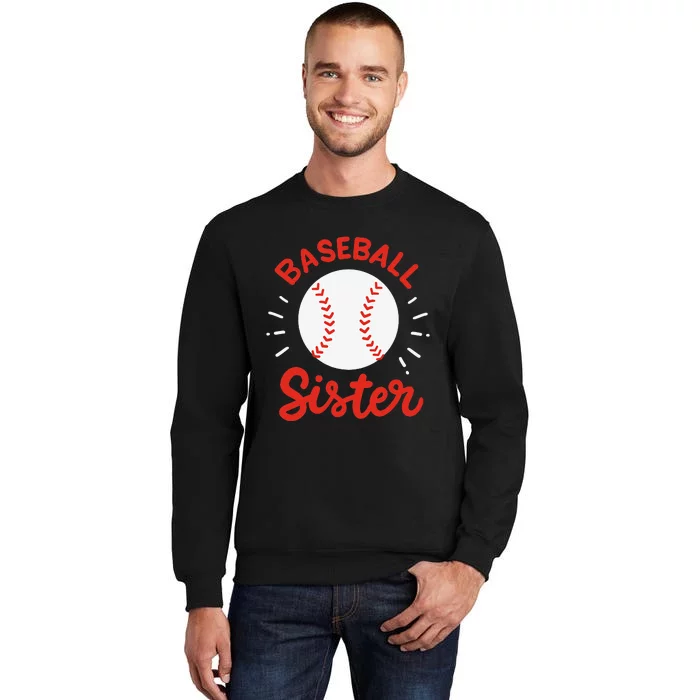 Baseball Sister Retro Big Sister Baseball For  Softball Tall Sweatshirt