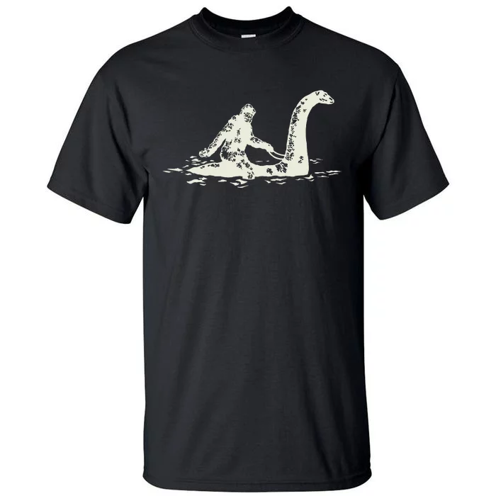 Bigfoot Sasquatch Riding The Loch Ness Monster Tall T-Shirt