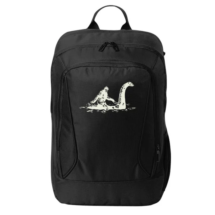 Bigfoot Sasquatch Riding The Loch Ness Monster City Backpack