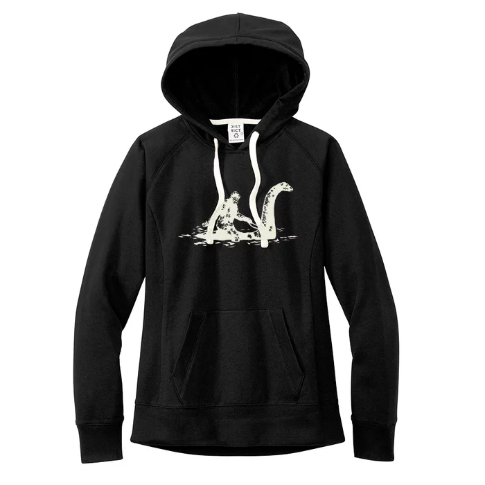 Bigfoot Sasquatch Riding The Loch Ness Monster Women's Fleece Hoodie