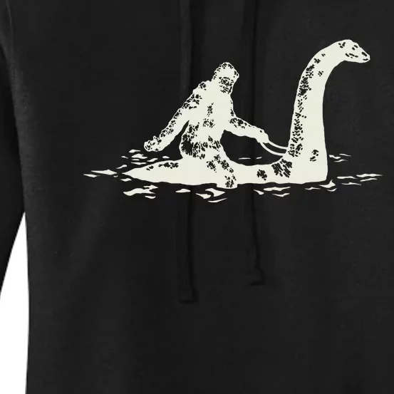 Bigfoot Sasquatch Riding The Loch Ness Monster Women's Pullover Hoodie