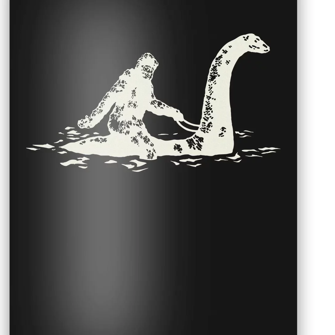 Bigfoot Sasquatch Riding The Loch Ness Monster Poster