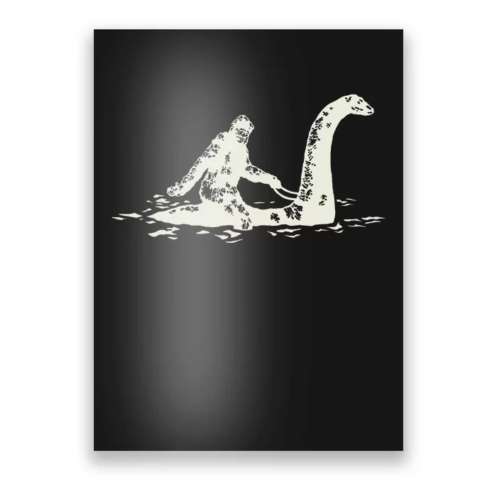 Bigfoot Sasquatch Riding The Loch Ness Monster Poster