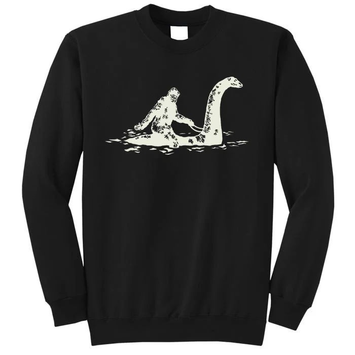 Bigfoot Sasquatch Riding The Loch Ness Monster Tall Sweatshirt