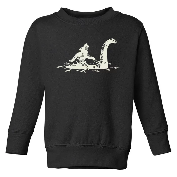 Bigfoot Sasquatch Riding The Loch Ness Monster Toddler Sweatshirt