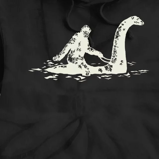 Bigfoot Sasquatch Riding The Loch Ness Monster Tie Dye Hoodie