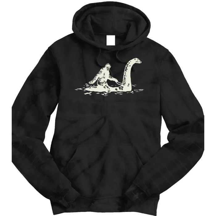 Bigfoot Sasquatch Riding The Loch Ness Monster Tie Dye Hoodie