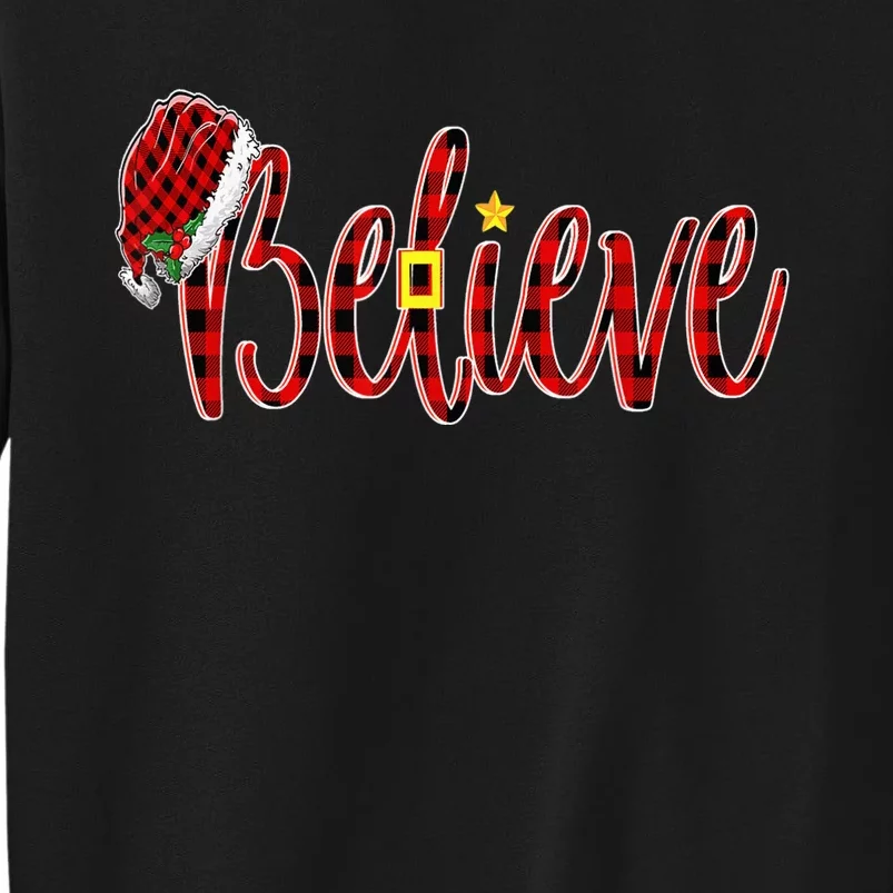 Believe Santa Red Plaid Xmas Believe Christmas Pajama Family Sweatshirt