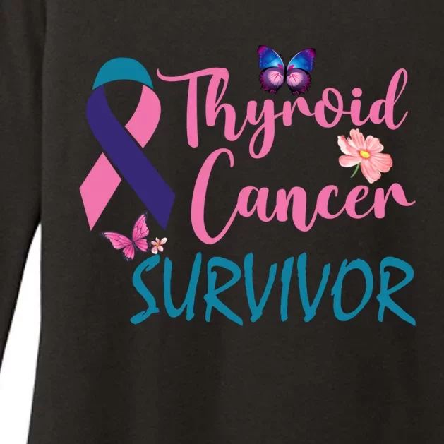 Butterflies Support Ribbon Thyroid Cancer Survivor Gift Womens CVC Long Sleeve Shirt