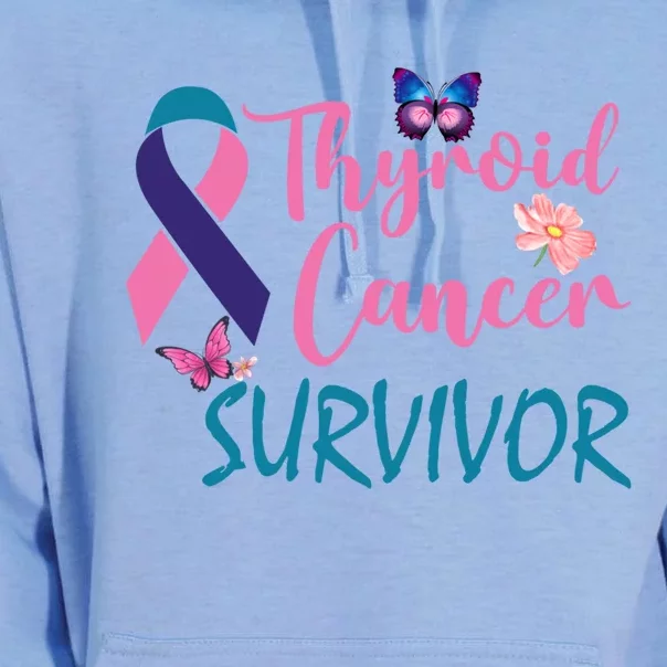 Butterflies Support Ribbon Thyroid Cancer Survivor Gift Unisex Surf Hoodie