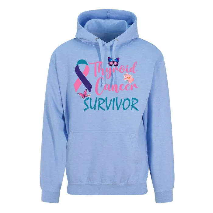 Butterflies Support Ribbon Thyroid Cancer Survivor Gift Unisex Surf Hoodie