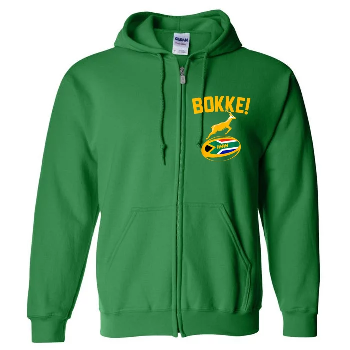 Bokke! Springbok Rugby South African Flag Full Zip Hoodie