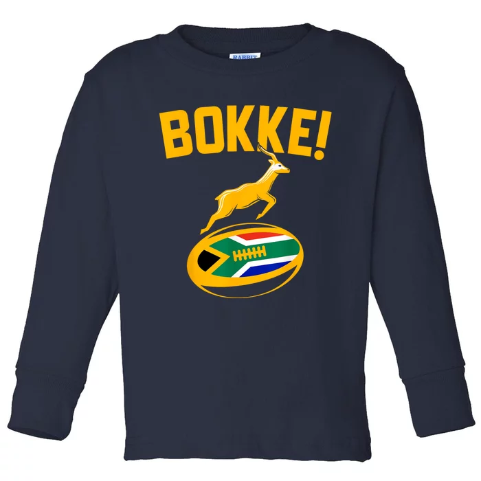 Bokke! Springbok Rugby South African Flag Toddler Long Sleeve Shirt