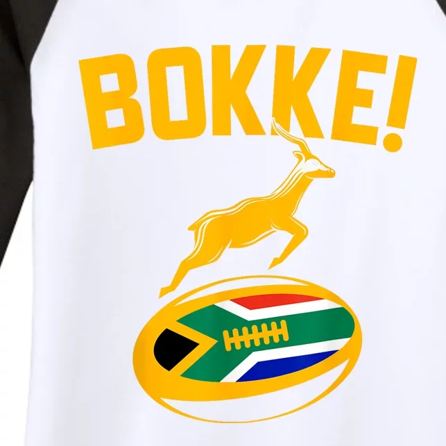 Bokke! Springbok Rugby South African Flag Women's Tri-Blend 3/4-Sleeve Raglan Shirt