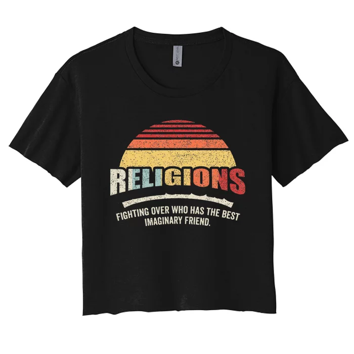 Bag Some Rays Retro Atheist Science Crew Neck Classic Fit Black Cotton & Po Women's Crop Top Tee