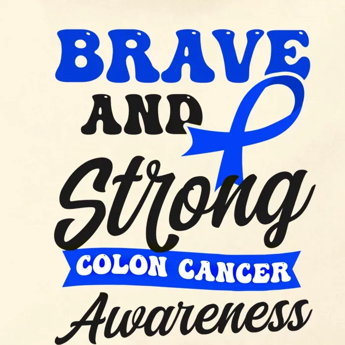 Brave Strong Ribbon Design Colon Cancer Awareness Gift Zip Tote Bag