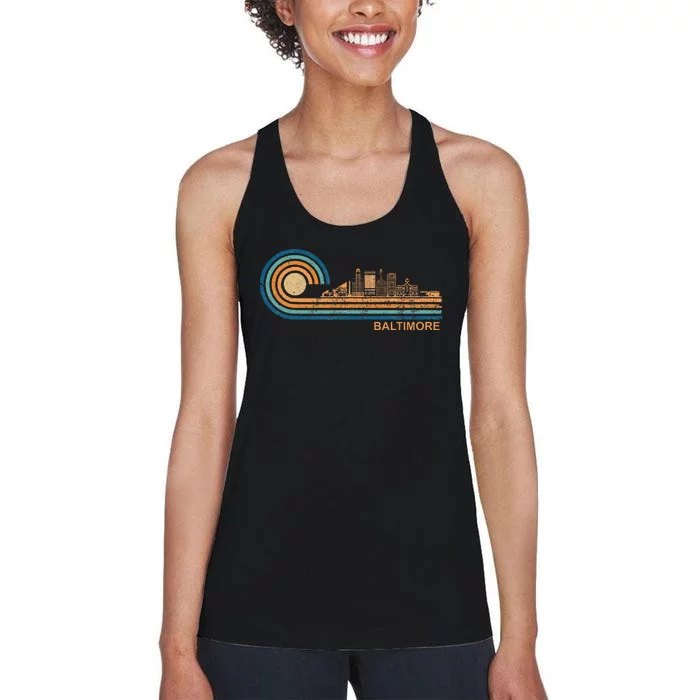 Baltimore Skyline Retro Baltimore Fan Maryland Baltimore Women's Racerback Tank