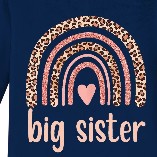 Big Sister Rainbow Leopard Cute Big Sister Baby Long Sleeve Bodysuit