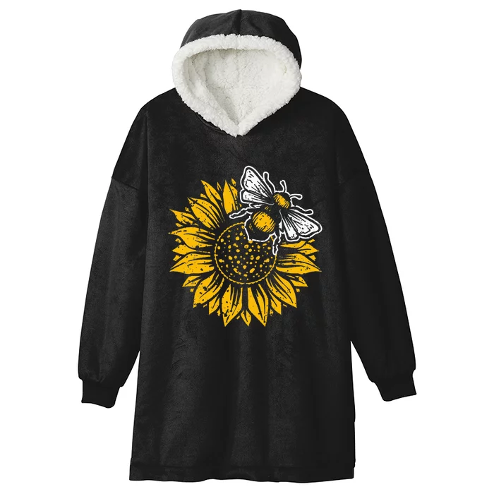 Bumblebee Sunflower Springtime Save The Bees Honeybee Hooded Wearable Blanket