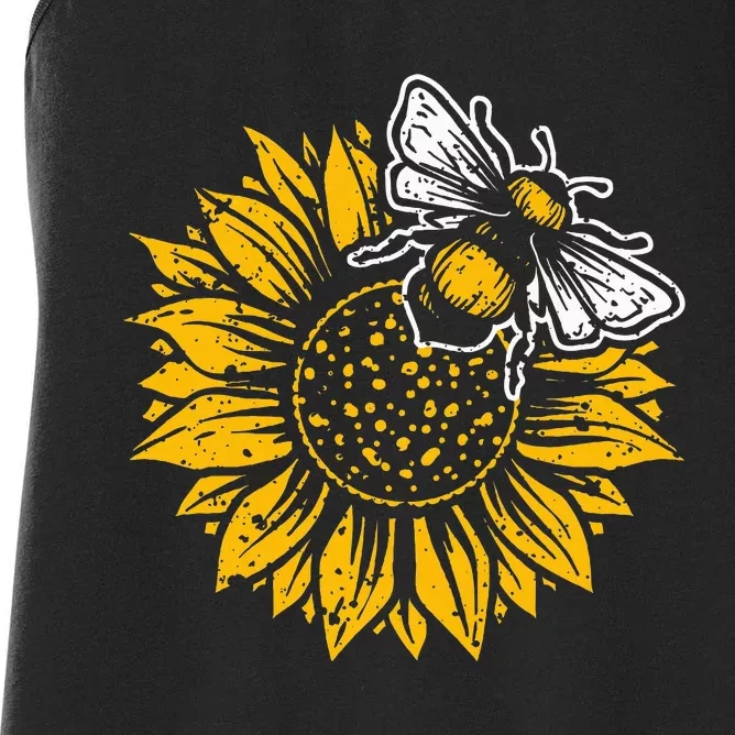 Bumblebee Sunflower Springtime Save The Bees Honeybee Women's Racerback Tank