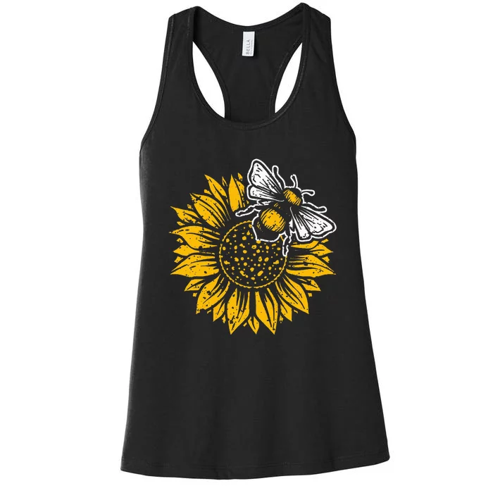 Bumblebee Sunflower Springtime Save The Bees Honeybee Women's Racerback Tank