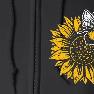 Bumblebee Sunflower Springtime Save The Bees Honeybee Full Zip Hoodie