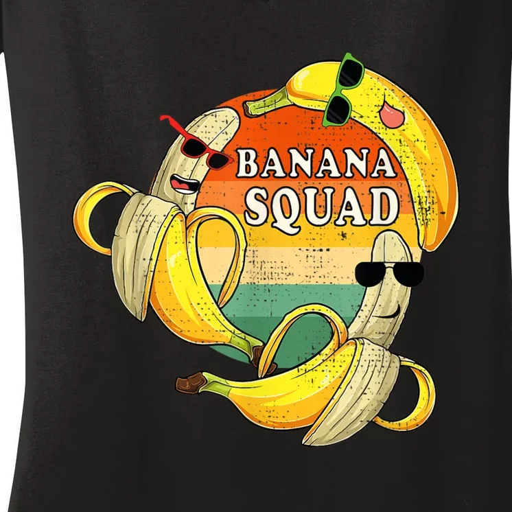 Banana Squad Summer Party Funny Banana Lover Fruit Women's V-Neck T-Shirt