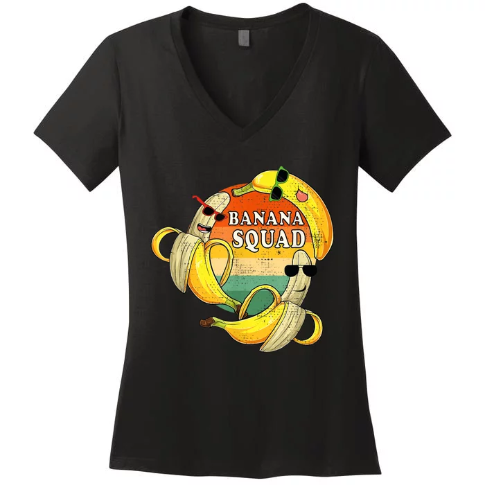 Banana Squad Summer Party Funny Banana Lover Fruit Women's V-Neck T-Shirt