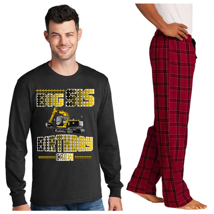 Big Sis Sister Birthday Crew Party Excavator Long Sleeve Pajama Set