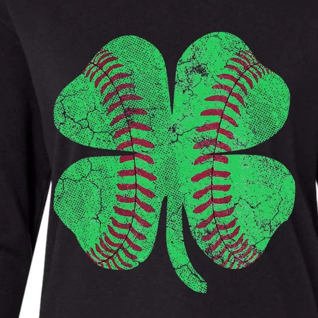 Baseball Shamrock St. Patrick's Day Saint Paddy's Irish Womens Cotton Relaxed Long Sleeve T-Shirt