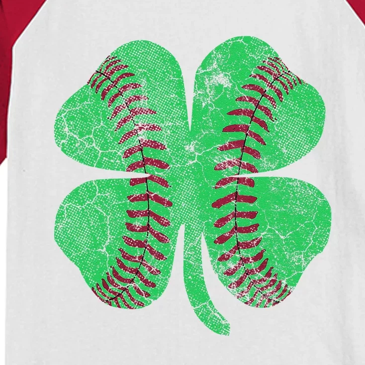 Baseball Shamrock St. Patrick's Day Saint Paddy's Irish Kids Colorblock Raglan Jersey