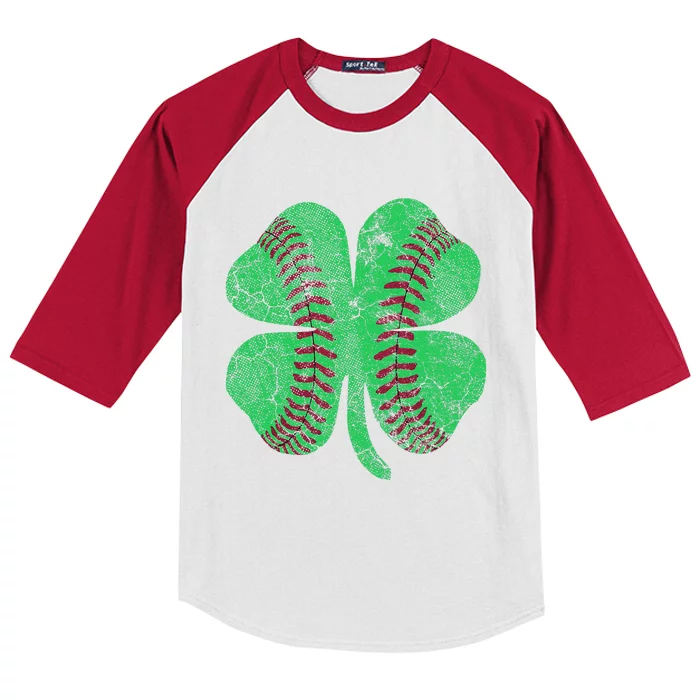 Baseball Shamrock St. Patrick's Day Saint Paddy's Irish Kids Colorblock Raglan Jersey