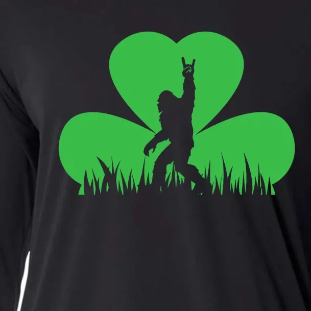 Bigfoot Shamrock Sasqautch Saint Paddy's St Patricks Day Cooling Performance Long Sleeve Crew