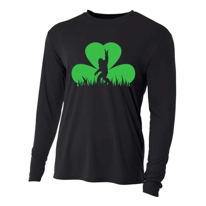 Bigfoot Shamrock Sasqautch Saint Paddy's St Patricks Day Cooling Performance Long Sleeve Crew