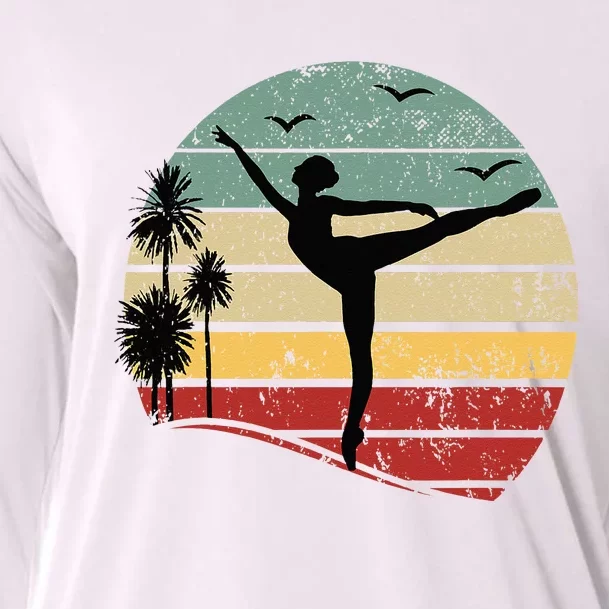 Ballet Silhouette Sunset Ballet Girl Ballet Ballerina Cooling Performance Long Sleeve Crew