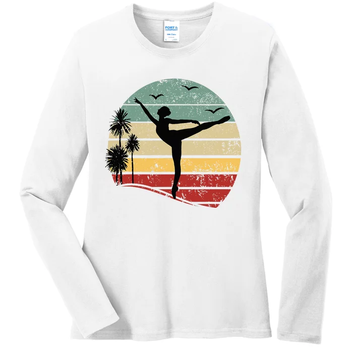 Ballet Silhouette Sunset Ballet Girl Ballet Ballerina Ladies Long Sleeve Shirt