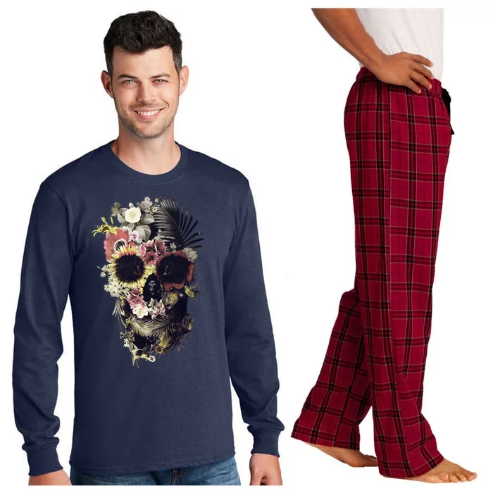 Bloom Skull Sunflower Long Sleeve Pajama Set