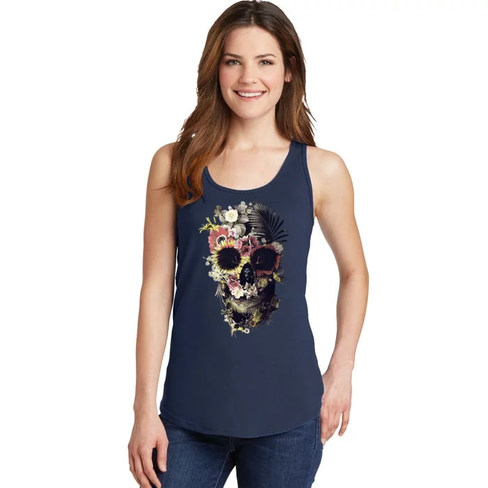 Bloom Skull Sunflower Ladies Essential Tank