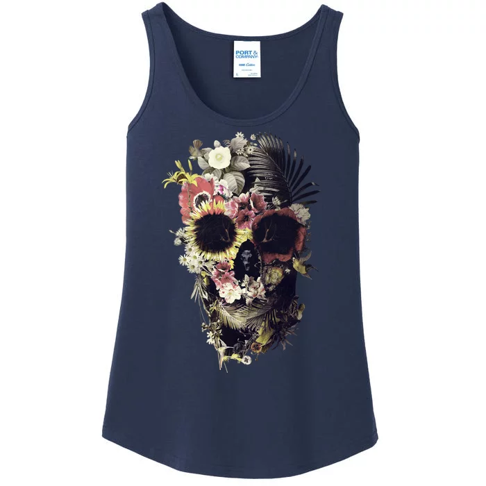 Bloom Skull Sunflower Ladies Essential Tank