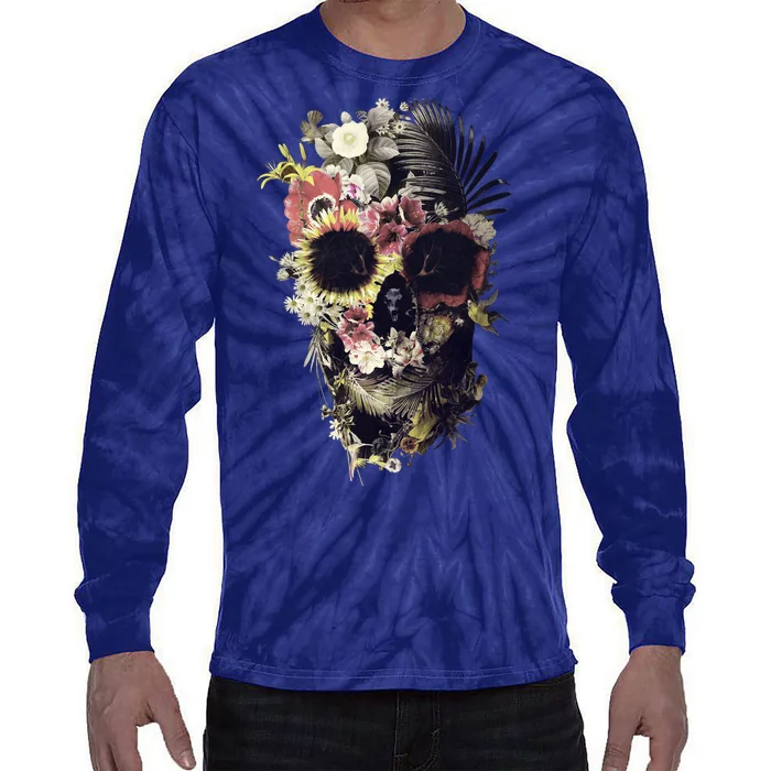 Bloom Skull Sunflower Tie-Dye Long Sleeve Shirt