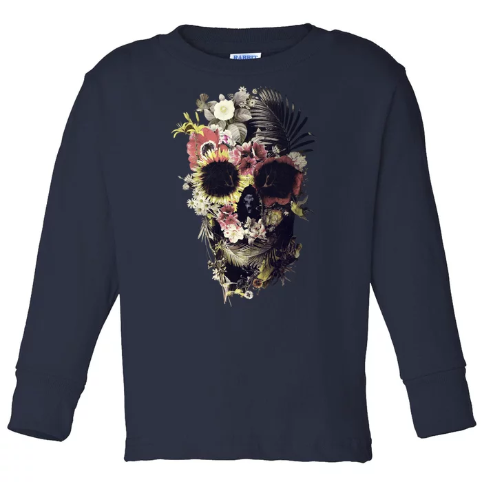 Bloom Skull Sunflower Toddler Long Sleeve Shirt