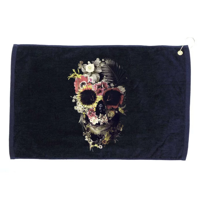 Bloom Skull Sunflower Grommeted Golf Towel