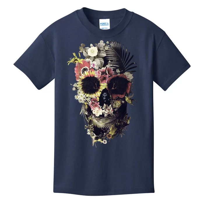 Bloom Skull Sunflower Kids T-Shirt