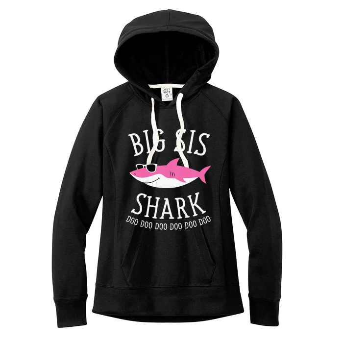 Big Sis Shark Funny Big Sister Women's Fleece Hoodie