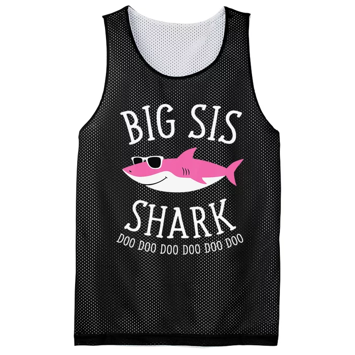 Big Sis Shark Funny Big Sister Mesh Reversible Basketball Jersey Tank